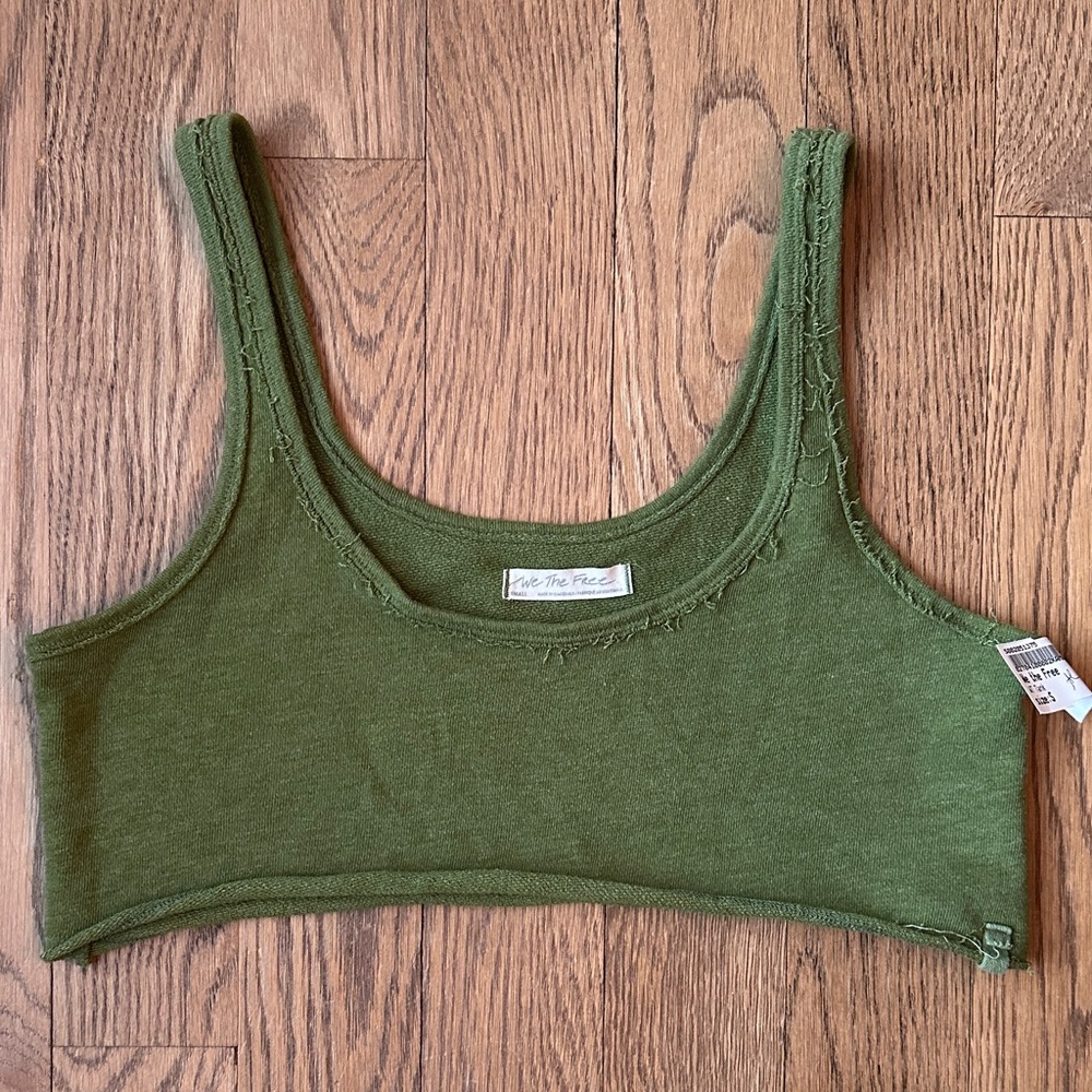 We The Free Cropped Tank – Moss Green – Size Small – Raw Neckline – NWT